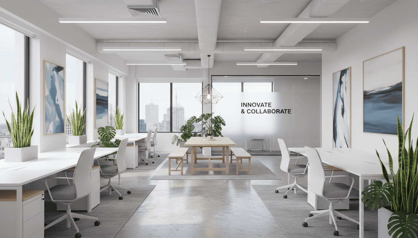 Intérieur de bureau moderne et propre, ambiance lumineuse et professionnelle